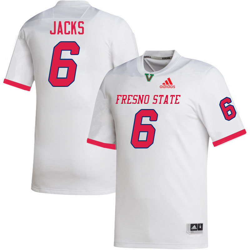 Fresno State Bulldogs #6 Jahzon Jacks College Football Jerseys,Uniforms-White